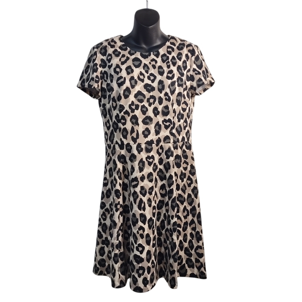 Jessica Howard Leopard Print Fit & Flare Shortsleeve Multi Color Dress Size 8